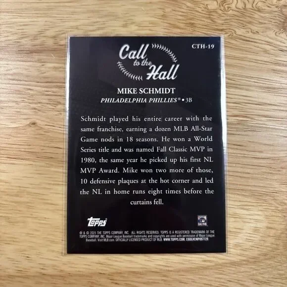 2025 Topps Series 1 - Call to the Hall Mike Schmidt #CTH-19 - Picture 2 of 2